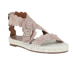 Chloé Lauren Scalloped Suede Espadrille Sandals